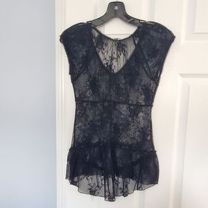 guess sheer top. black. small.